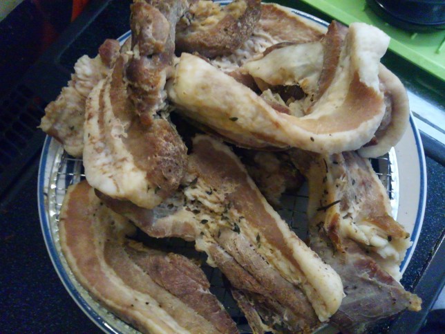 乾燥した豚バラ肉